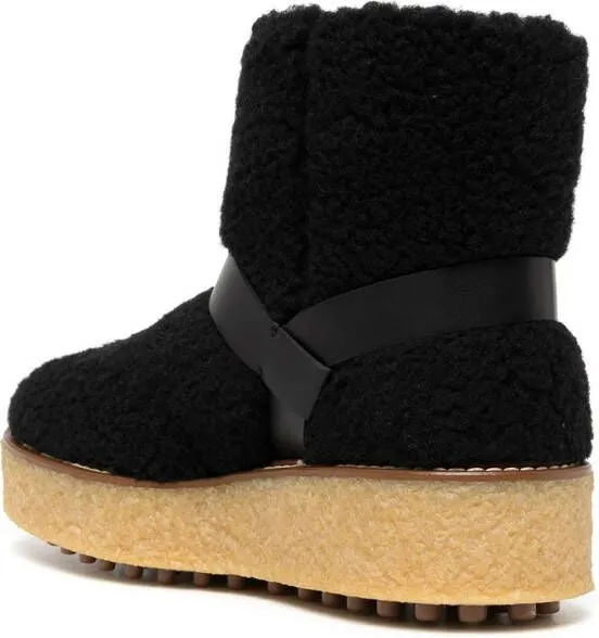 Tod's Black Platform Shearling Boots