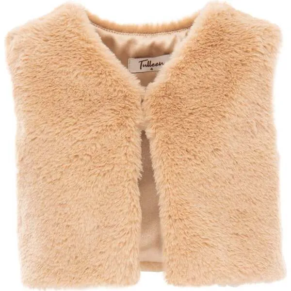 Tulleen Beige Faux Fur Vest