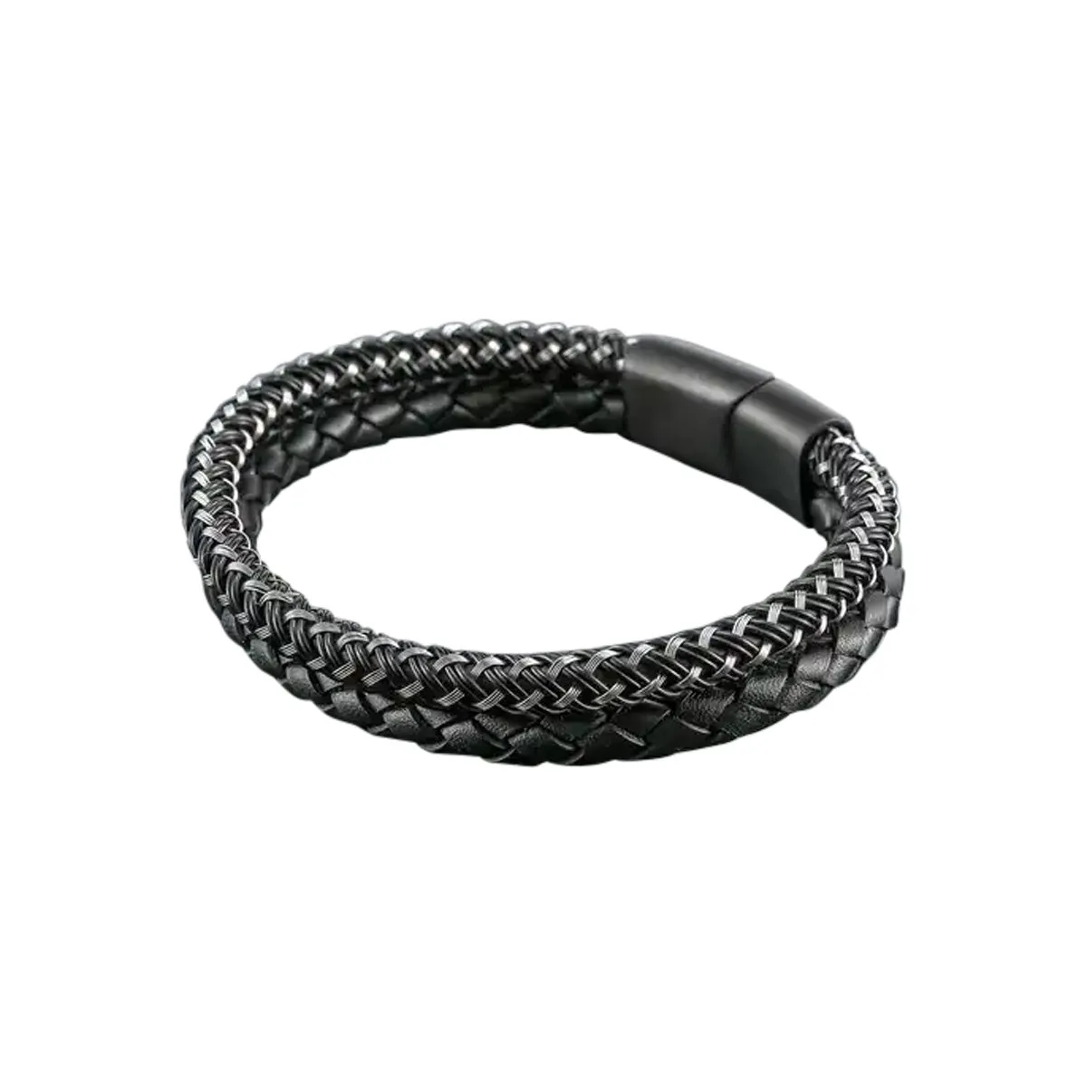 Two-Piece Intertwining Leather Bracelet