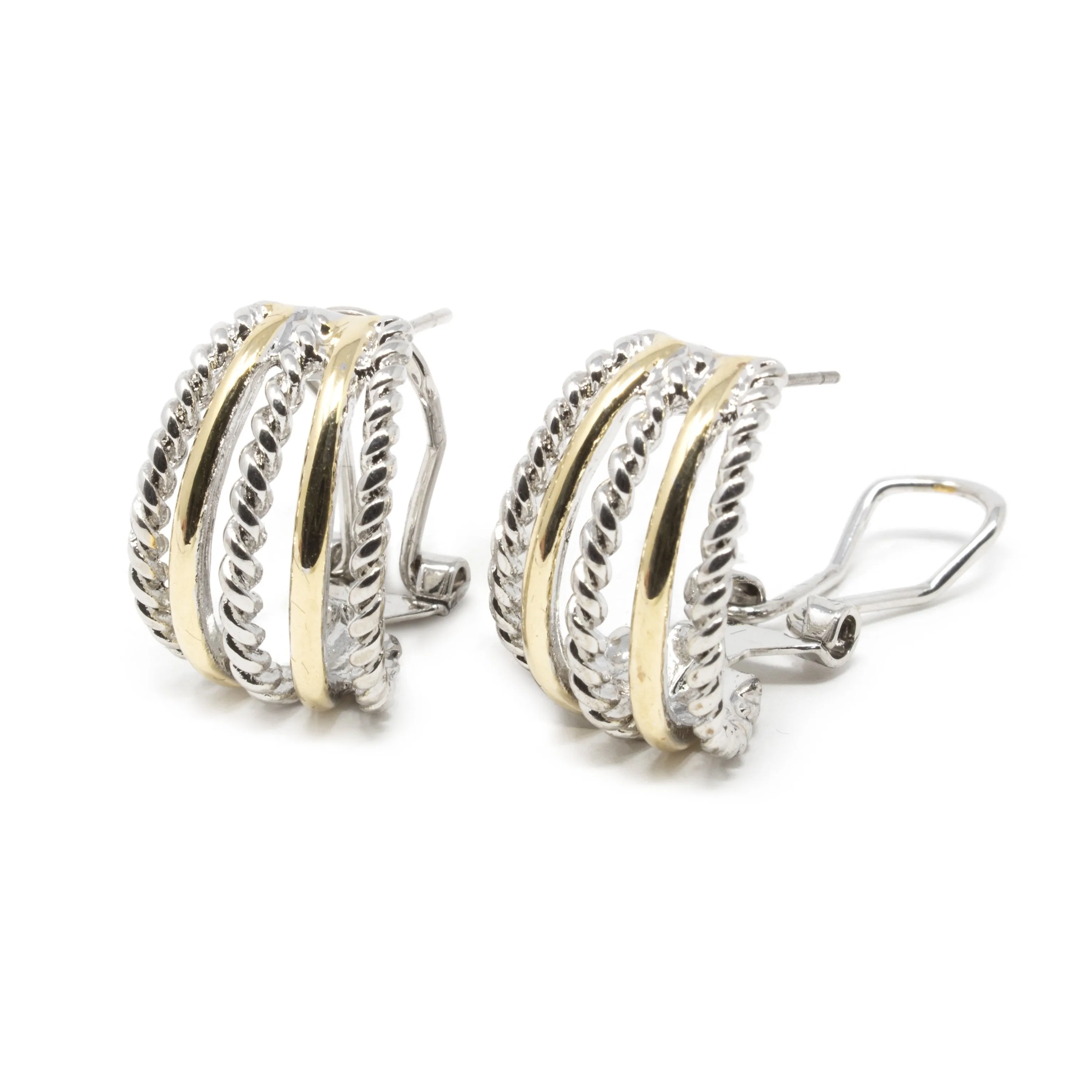 Two Tone Five Row ClipOn Earrings