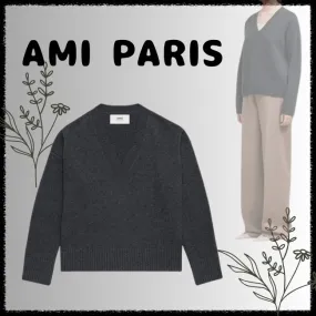 AMI PARIS  |Wool V-Neck Long Sleeves