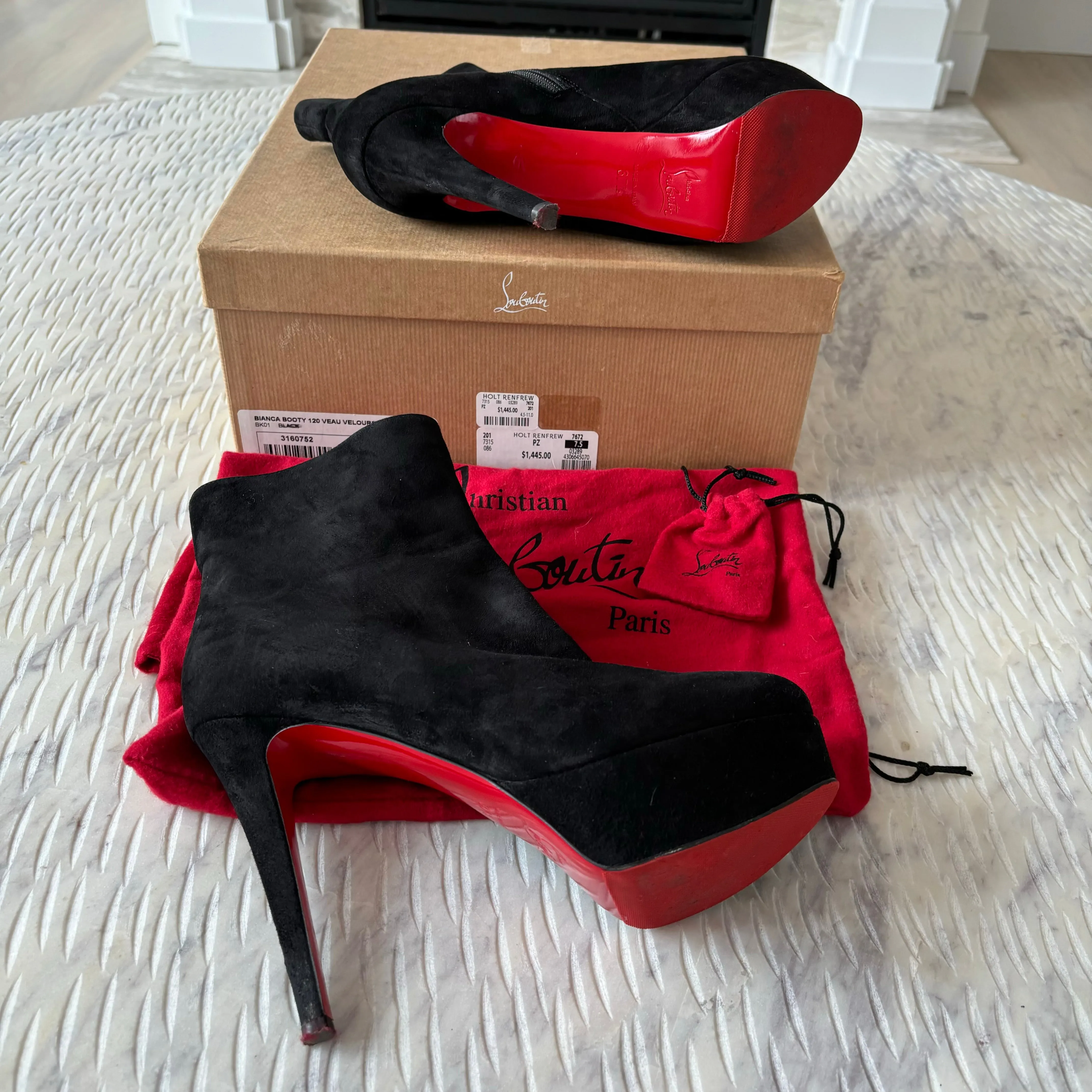 Christian Louboutin BIANCA BOOTY 120 VEAU VELOURS