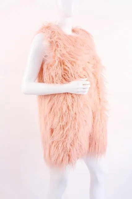 Vintage 70's Pink Faux Fur Vest