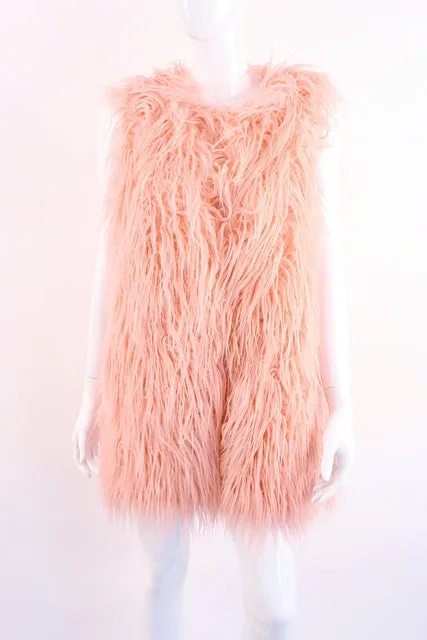 Vintage 70's Pink Faux Fur Vest