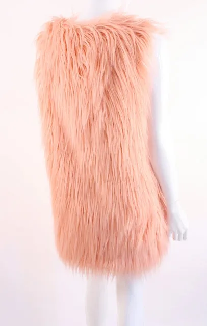 Vintage 70's Pink Faux Fur Vest