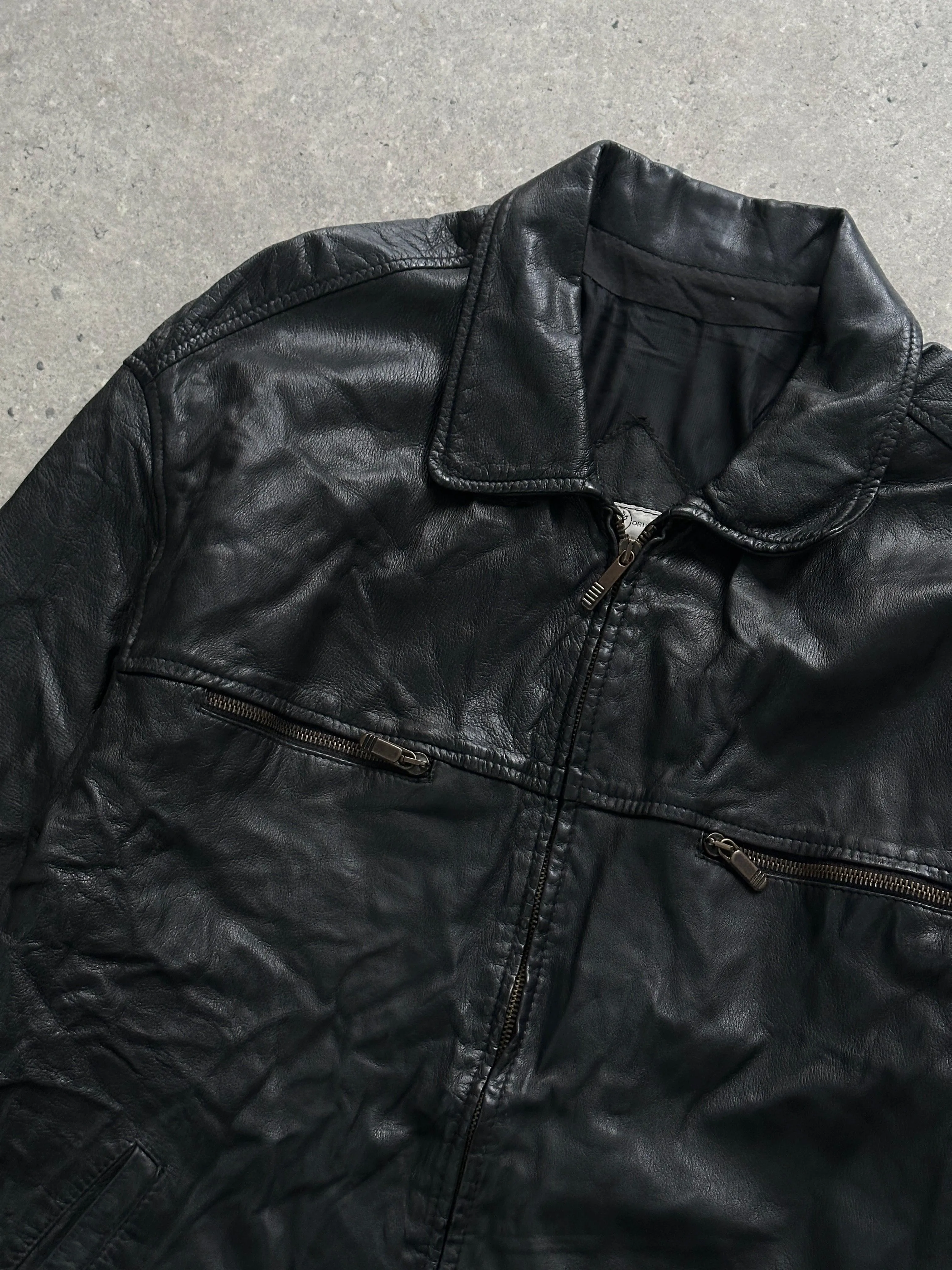 Vintage Zip Up Leather Jacket M