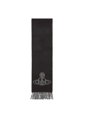 Vivienne Westwood Black Single Orb Wool Scarf Women's