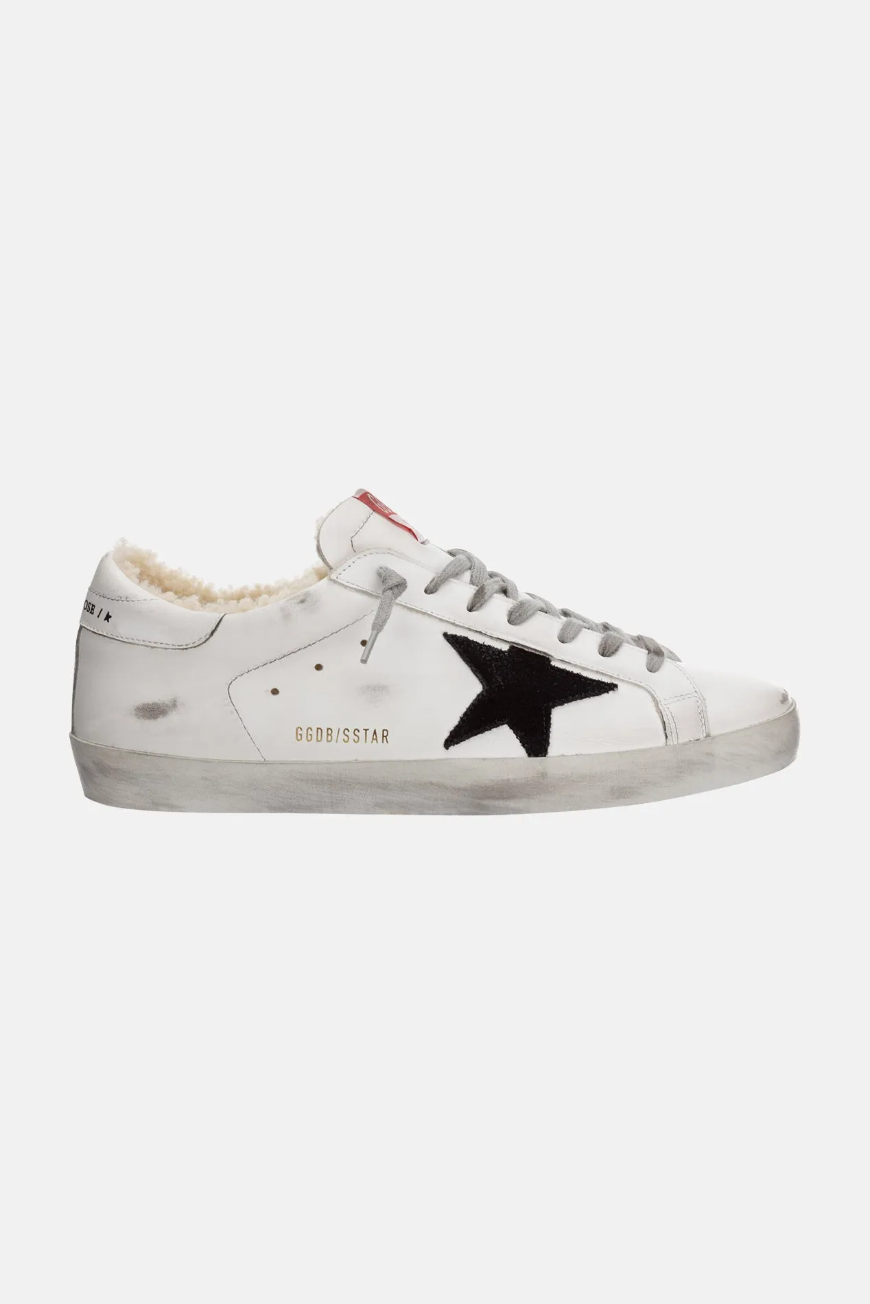 White Shearling Black Star Sneaker