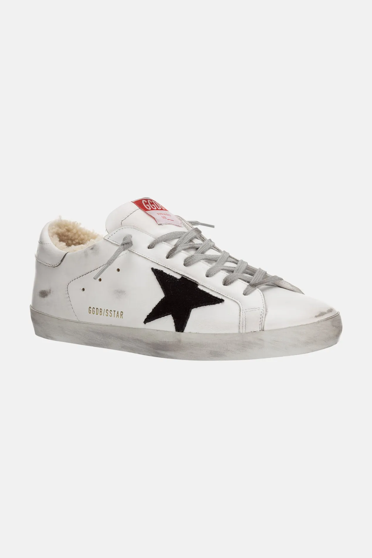 White Shearling Black Star Sneaker