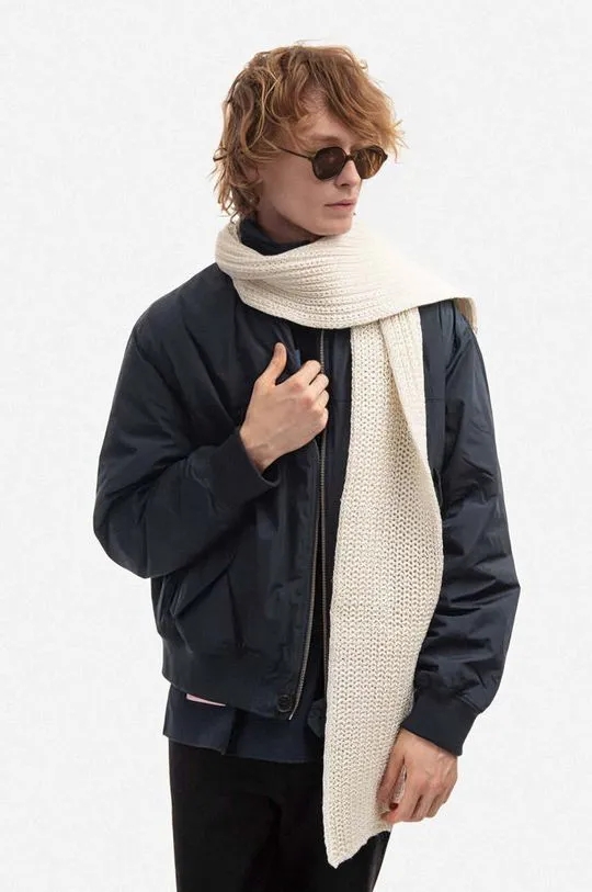 White Wool Scarf by Wood Wood