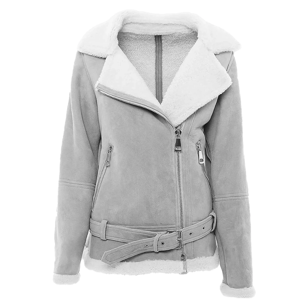 Grey Shearling Suede Jacket