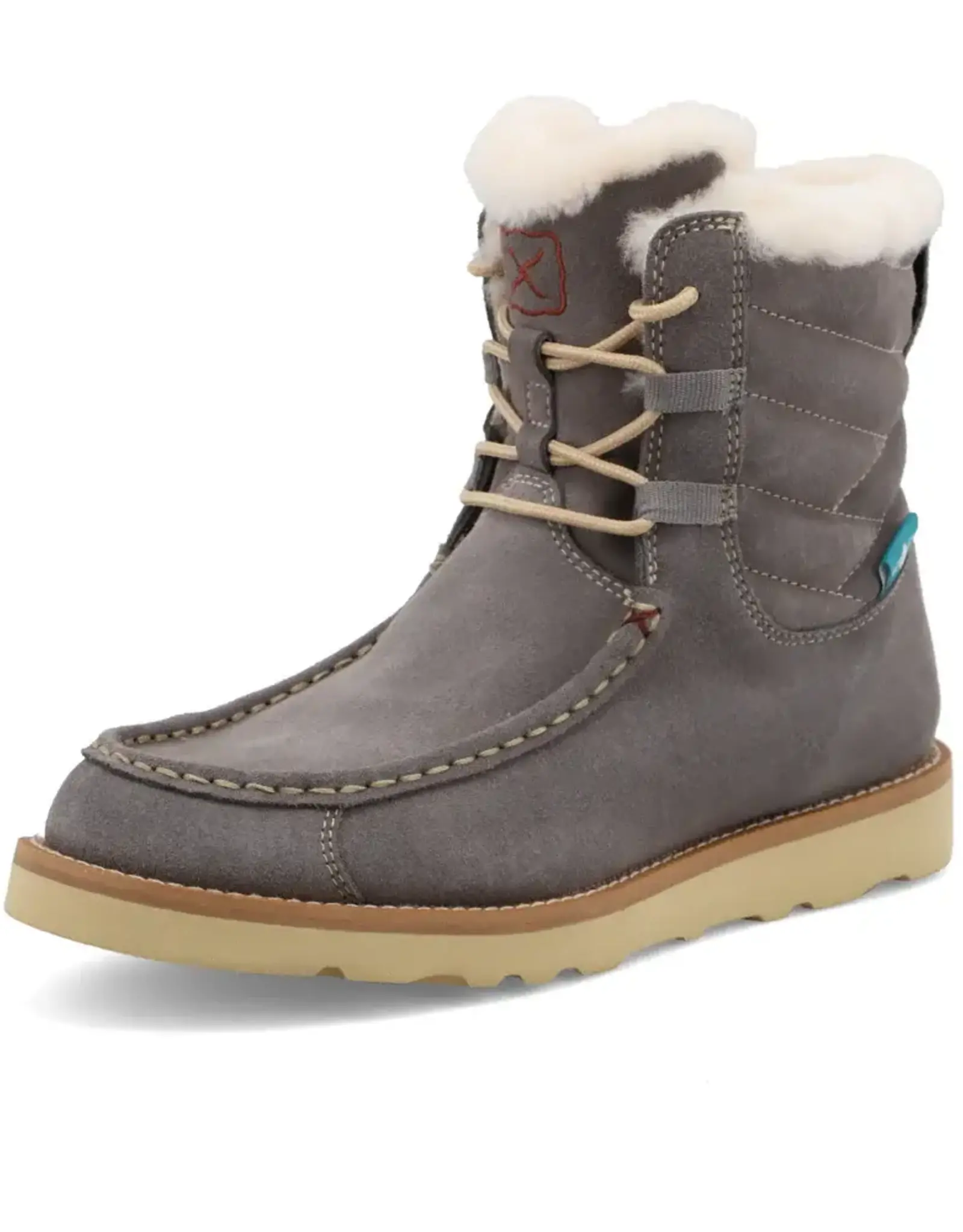 Women's Twisted X Waterproof Grey Shearling Lined Lace Boot 6 Wedge Sole