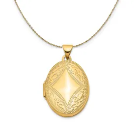 Yellow Gold Textured Locket Necklace