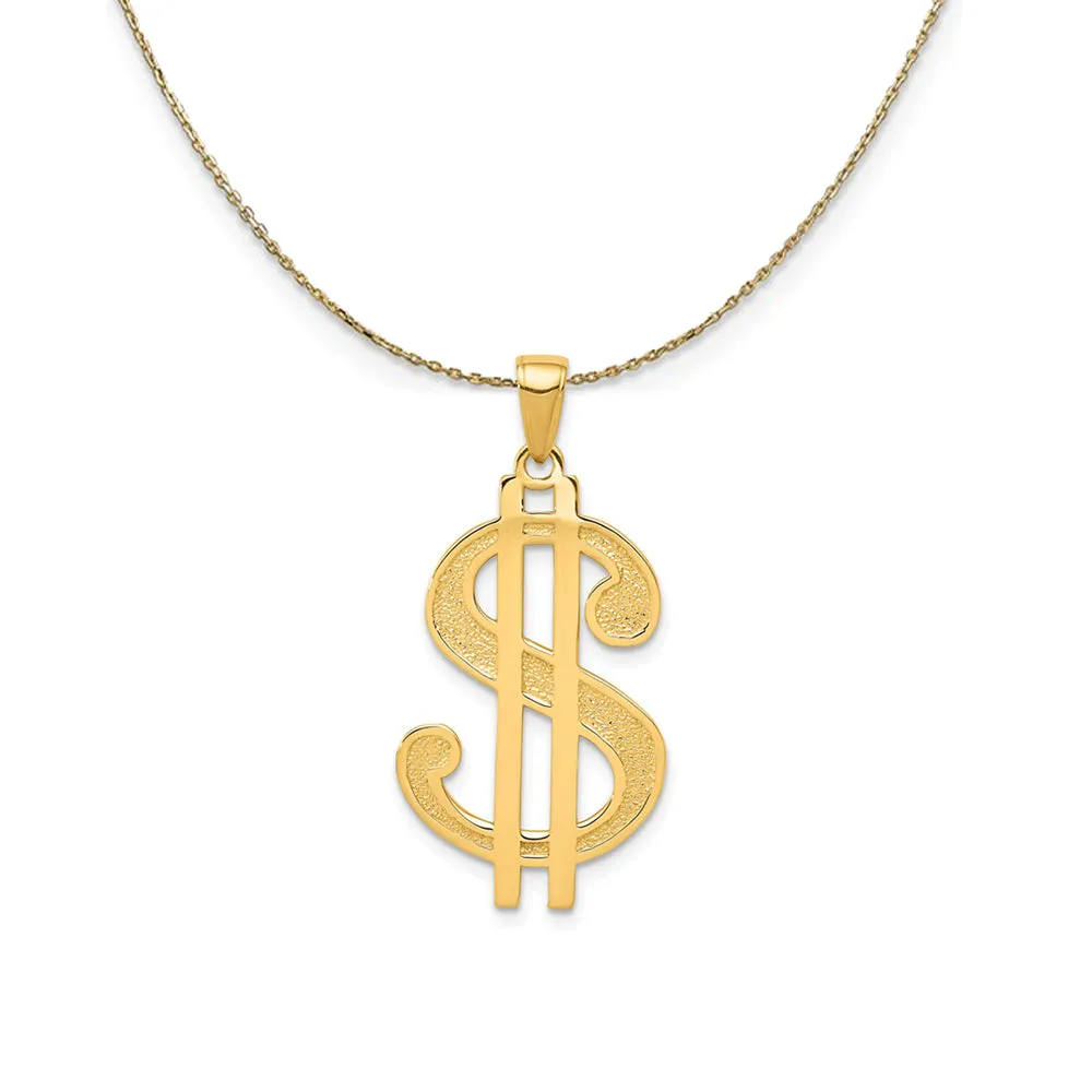 Yellow Gold Dollar Sign Necklace