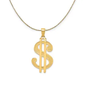 Yellow Gold Dollar Sign Necklace