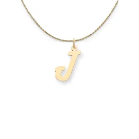 Gold Medium Script Initial J Necklace