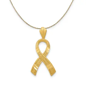 Yellow Gold Awareness Ribbon Necklace