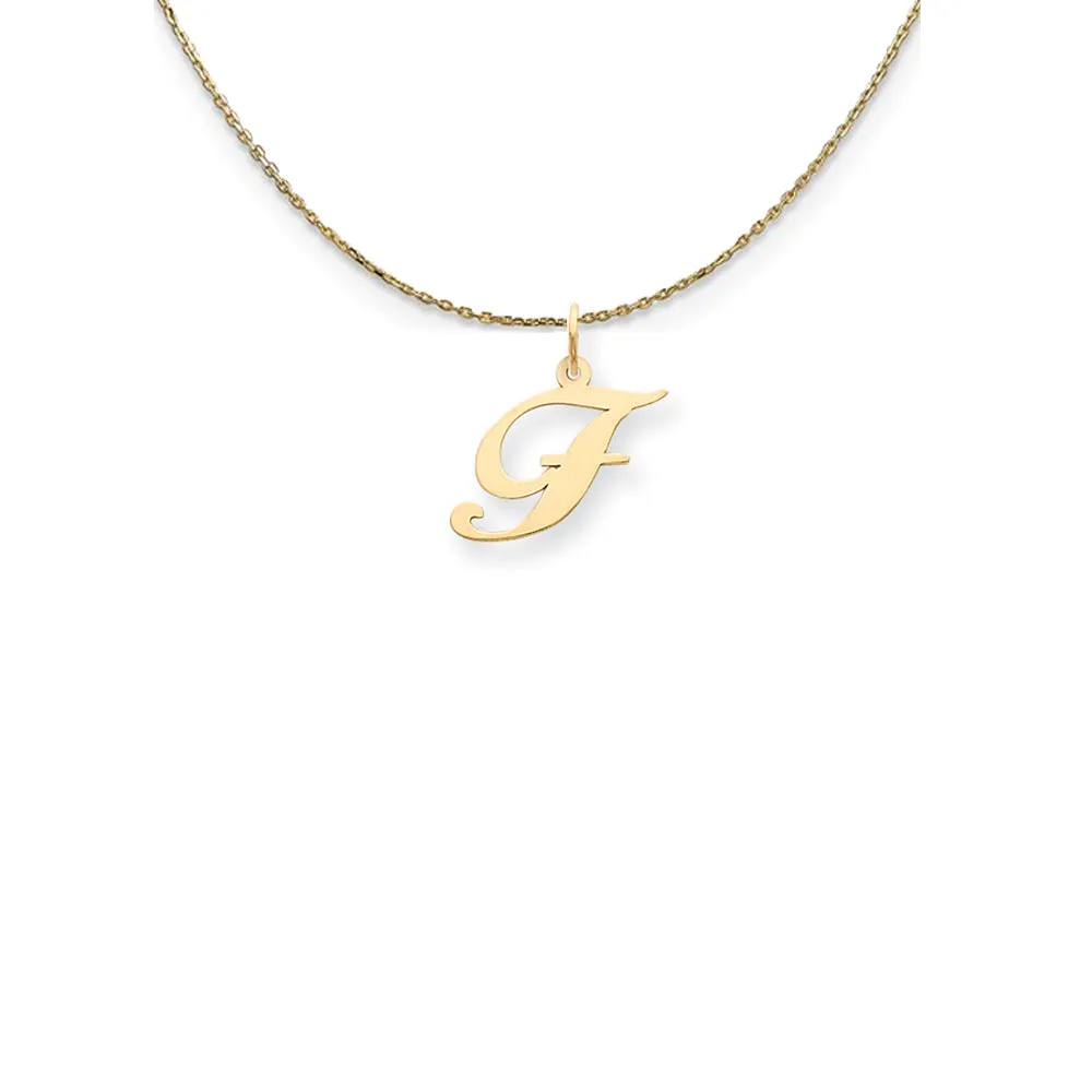 Yellow Gold Fancy Script Initial F Necklace